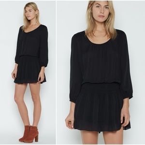 Joie Silk Black Blouson Dress With A Slip